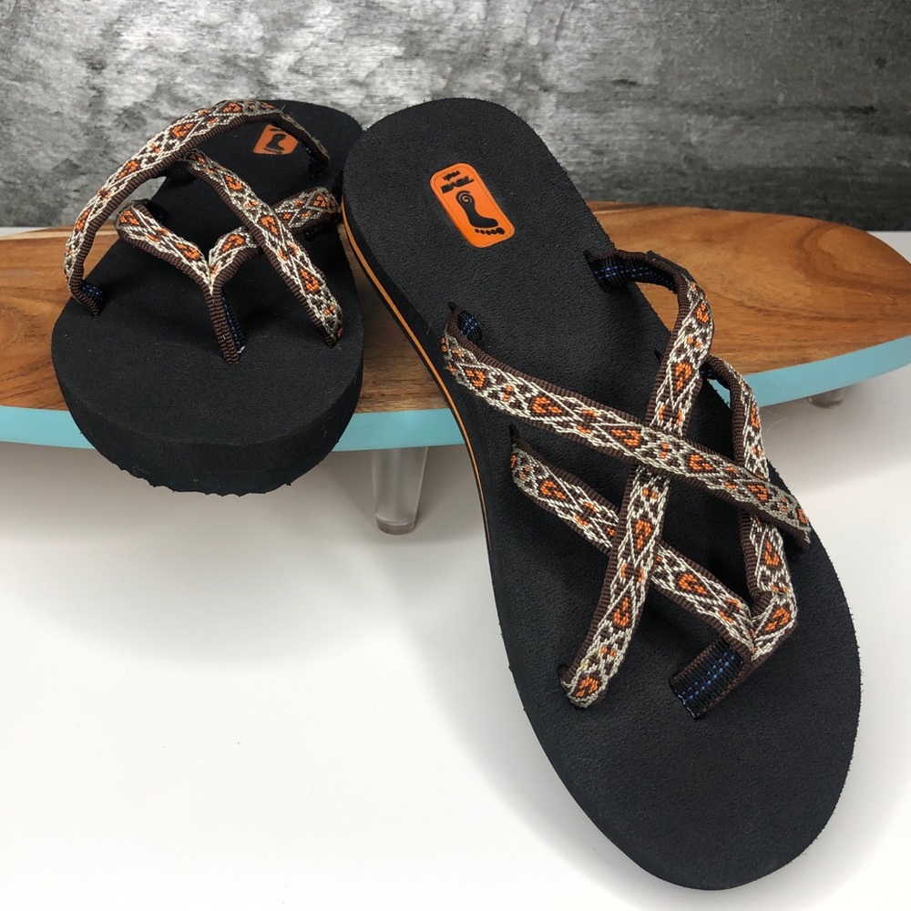 TEVA Olowahu Mush Flip Flops - Brown/Orange